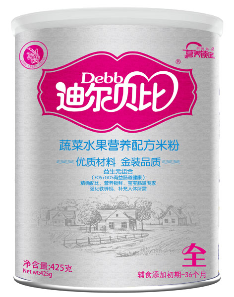 迪爾貝比蔬菜水果營(yíng)養(yǎng)配方米粉聽裝