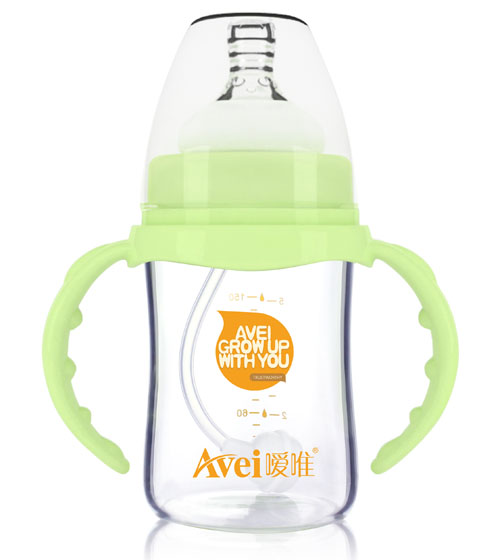 噯唯寬口徑帶柄自動(dòng)高硼硅玻璃奶瓶(150ml)