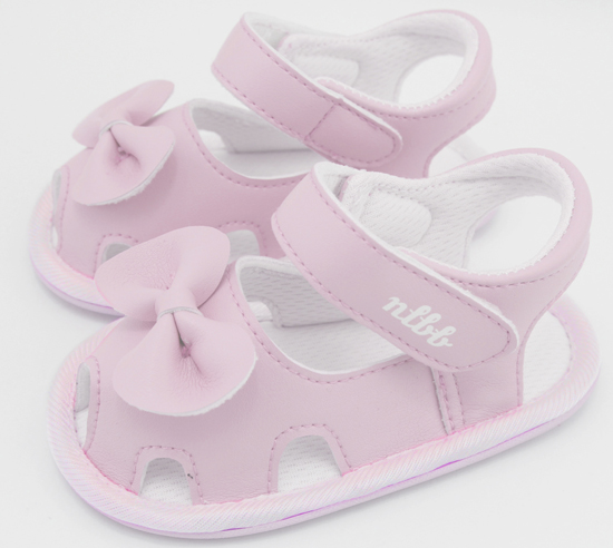 娜拉寶可愛蝴蝶結嬰兒鞋粉紅色