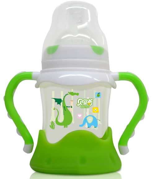 貝嬰奇150ml防爆感溫寬口玻璃奶瓶綠色