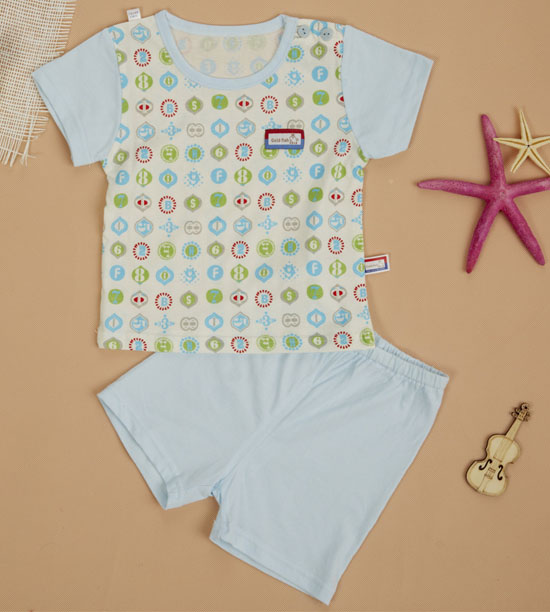 金色小魚純棉素色單面數(shù)字短袖肩開套