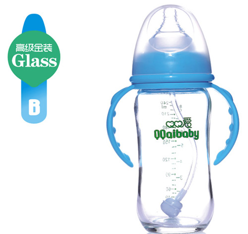 Q0愛寬口徑雙柄自動(dòng)鋼化玻璃奶瓶240ML