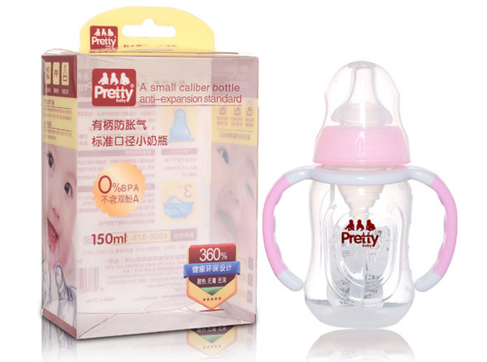 prettybaby有柄防脹氣標(biāo)準(zhǔn)口徑小奶瓶150ML