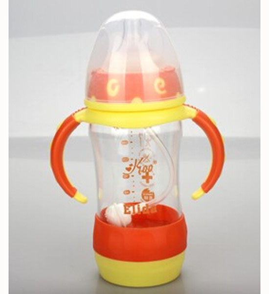 Happy100玻璃奶瓶寬口防摔紅色