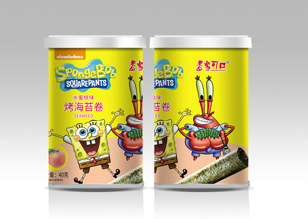 香當可口海綿寶寶系列-水蜜桃味烤海苔卷桶裝