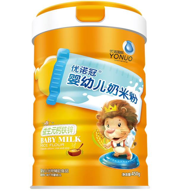 優(yōu)諾冠嬰幼兒奶米粉 益生元鈣鐵鋅 聽裝