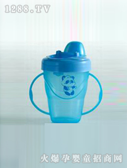 熊貓圖案藍色學飲杯