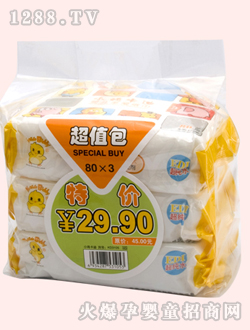 小雞卡迪嬰兒柔濕巾(80抽三連包)