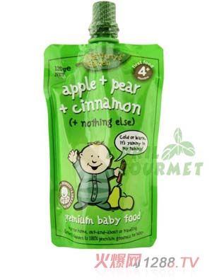 葉子嬰兒果泥（蘋果、梨和肉桂）
