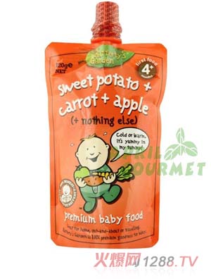 葉子嬰兒果泥（紅薯、胡蘿卜和蘋果）