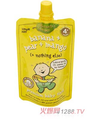 葉子嬰兒果泥（香蕉、梨和芒果）