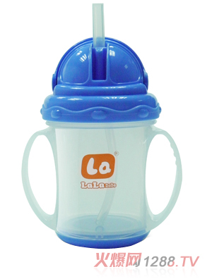 樂樂寶貝帶炳吸管學(xué)飲杯藍色