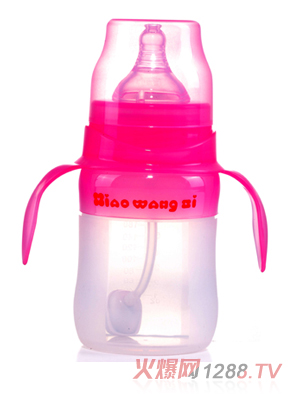 小王子6安硅膠環(huán)保形自動有耳奶瓶玫紅色