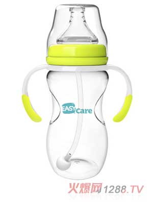 伊斯卡爾240mlPP自動寬口徑奶瓶（黃）