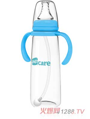 伊斯卡爾240mlPP自動標(biāo)準(zhǔn)口徑奶瓶（藍）