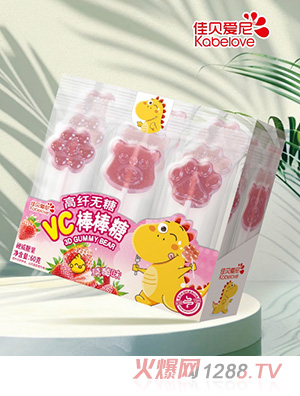 佳貝愛尼高纖無糖VC棒棒糖-草莓味
